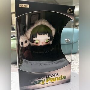 Skull Panda Lazy Panda Plush Doll Pendant by Pop Mart - Black